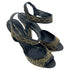 Women's Sergio Rossi Studded Platform Ankle Strap Sandals in Black Leather