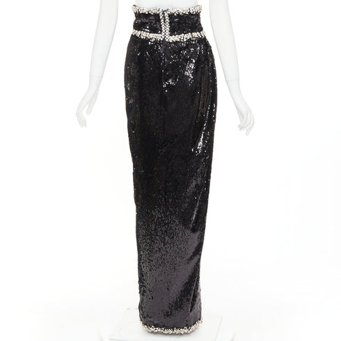 Women's Alexandre Vauthier Crystal Sequin Maxi Skirt