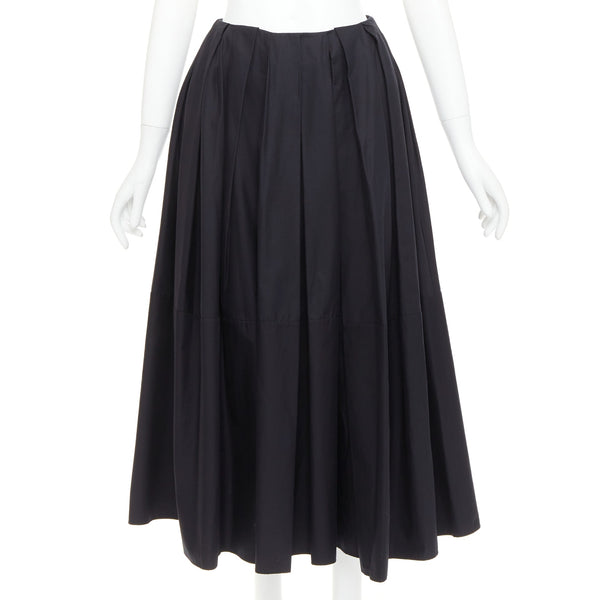 Women's Khaite Cotton Pleated Tea Length Skirt