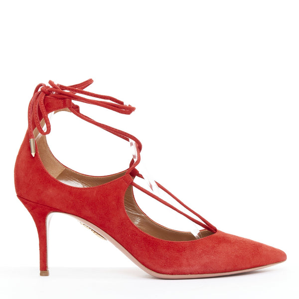 Women's Aquazzura Suede Leather Mid Pumps