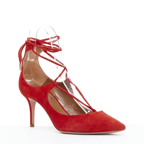 Women's Aquazzura Suede Leather Mid Pumps