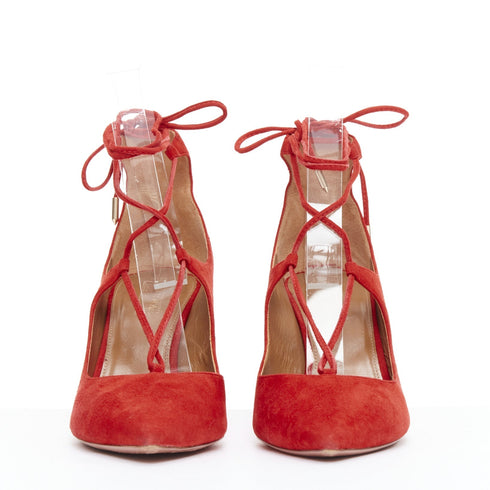 Women's Aquazzura Suede Leather Mid Pumps