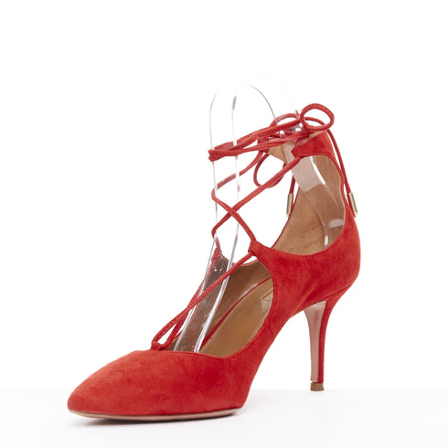 Women's Aquazzura Suede Leather Mid Pumps