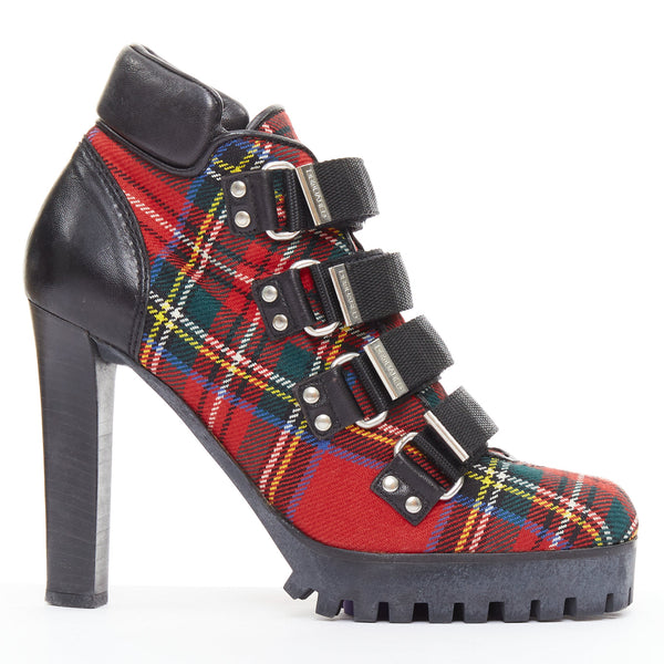 Women's Dsquared2 Tartan Wool Punk Buckle Boots