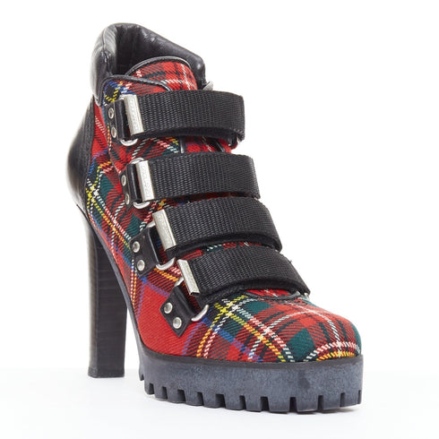 Women's Dsquared2 Tartan Wool Punk Buckle Boots