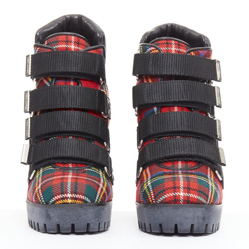 Women's Dsquared2 Tartan Wool Punk Buckle Boots