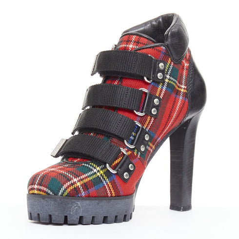 Women's Dsquared2 Tartan Wool Punk Buckle Boots