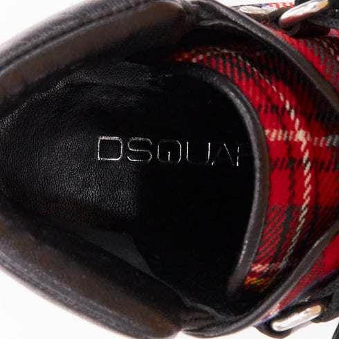 Women's Dsquared2 Tartan Wool Punk Buckle Boots