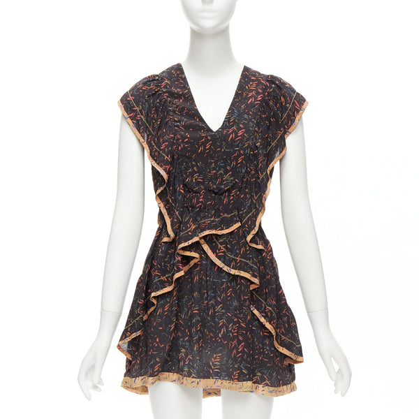 Women's Iro 2018 Silk Floral Ruffle Short Dress