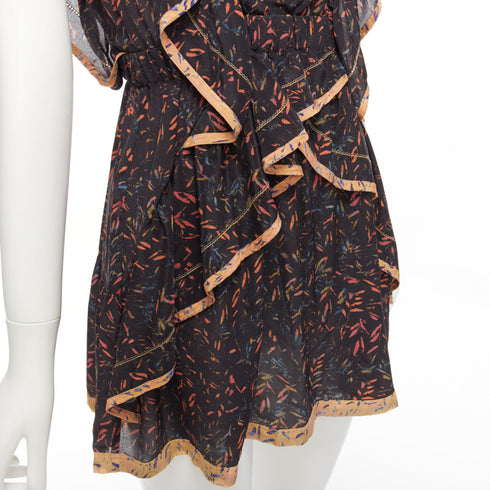 Women's Iro 2018 Silk Floral Ruffle Short Dress