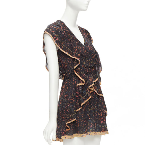 Women's Iro 2018 Silk Floral Ruffle Short Dress
