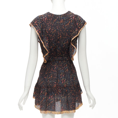Women's Iro 2018 Silk Floral Ruffle Short Dress