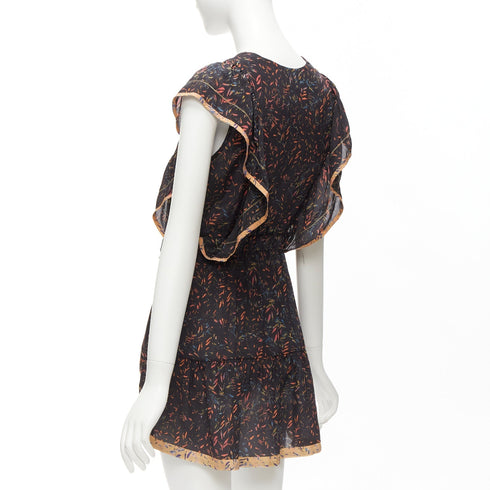 Women's Iro 2018 Silk Floral Ruffle Short Dress