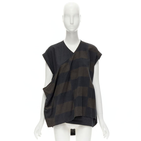 Women's Comme Des Garcons Checked Draped Vest Top