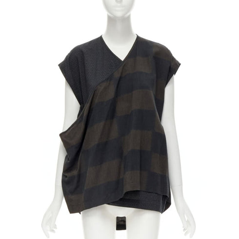 Women's Comme Des Garcons Checked Draped Vest Top