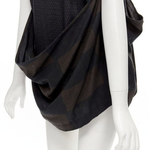 Women's Comme Des Garcons Checked Draped Vest Top