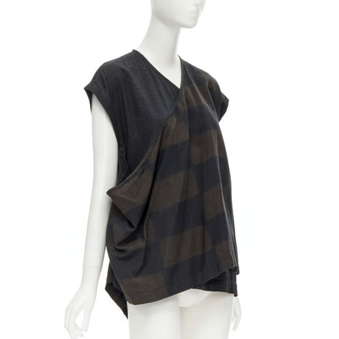 Women's Comme Des Garcons Checked Draped Vest Top