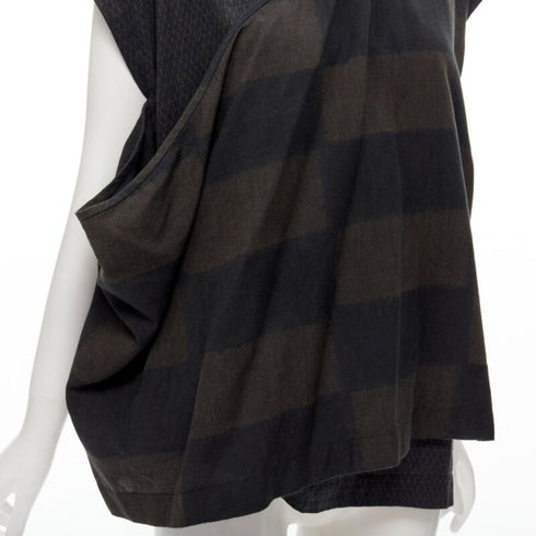 Women's Comme Des Garcons Checked Draped Vest Top
