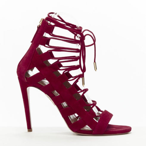 Women's Aquazzura Suede Lace Up Sandals High Heels
