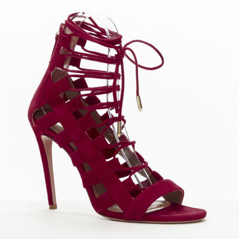Women's Aquazzura Suede Lace Up Sandals High Heels