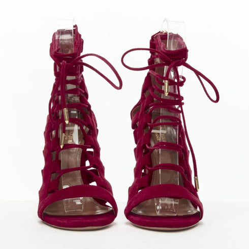 Women's Aquazzura Suede Lace Up Sandals High Heels