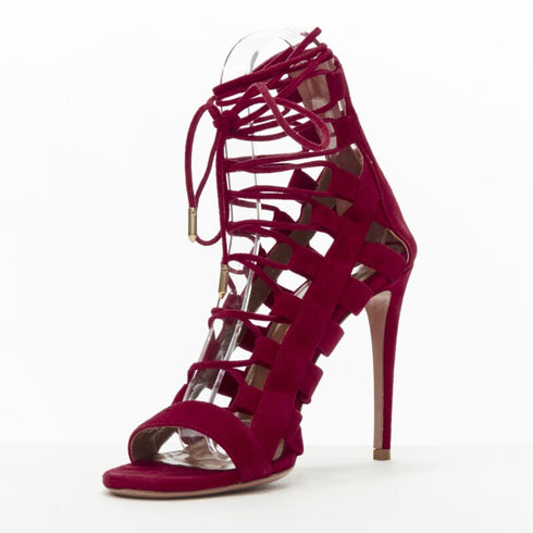 Women's Aquazzura Suede Lace Up Sandals High Heels