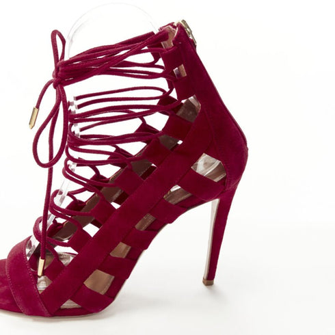 Women's Aquazzura Suede Lace Up Sandals High Heels