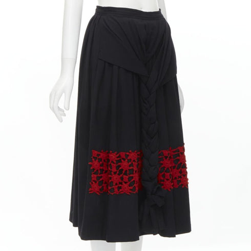 Women's Comme Des Garcons 1988 Wool Embroidery Skirt