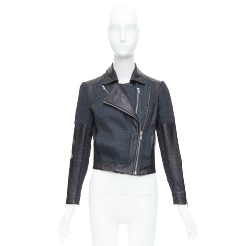 Women's Helmut Lang Leather Fabric Zip Biker
