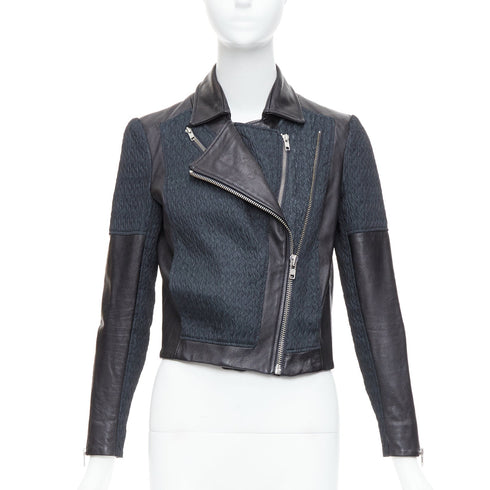 Women's Helmut Lang Leather Fabric Zip Biker
