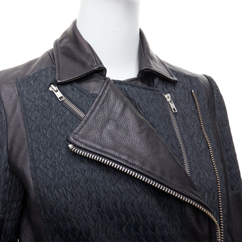Women's Helmut Lang Leather Fabric Zip Biker