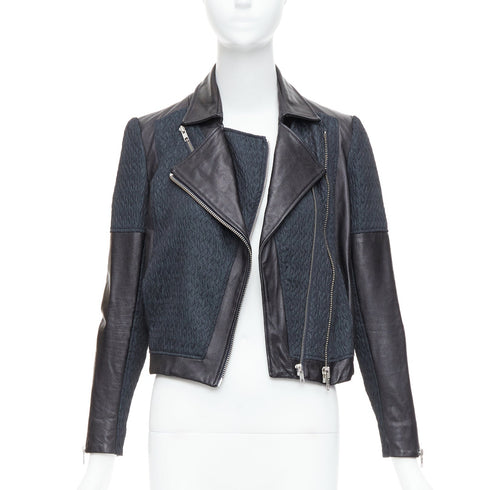 Women's Helmut Lang Leather Fabric Zip Biker