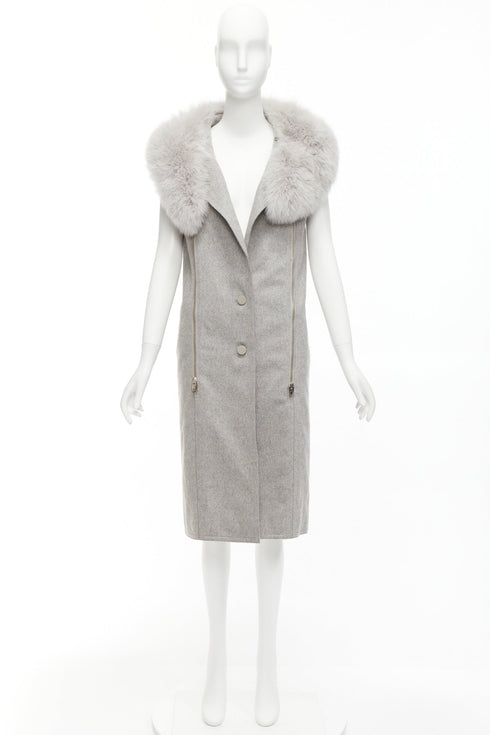 Women's Alexander Wang Fur Collar Wool Vest Dress