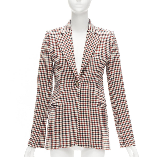 Women's Khaite Checked Virgin Wool Blazer