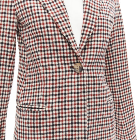 Women's Khaite Checked Virgin Wool Blazer