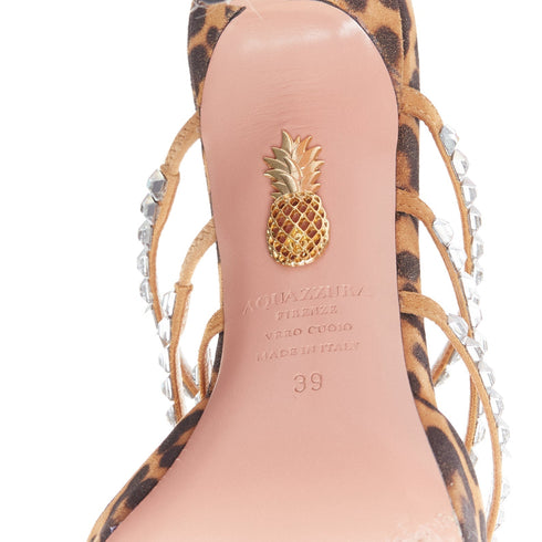 Women's Aquazzura Suede Crystal Straps Mules
