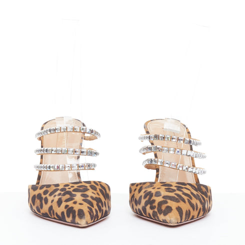Women's Aquazzura Suede Crystal Straps Mules