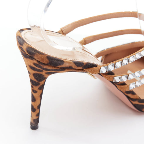 Women's Aquazzura Suede Crystal Straps Mules