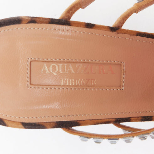 Women's Aquazzura Suede Crystal Straps Mules