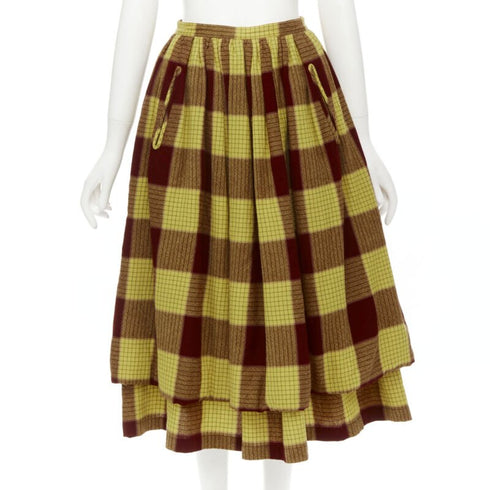 Women's Comme Des Garcons Shirred Checked Skirt