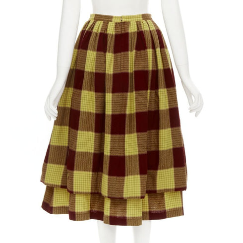Women's Comme Des Garcons Shirred Checked Skirt