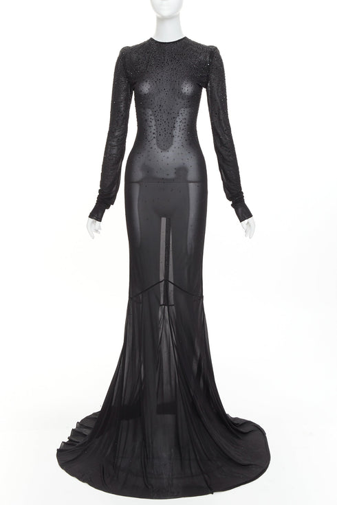 Women's Alexandre Vauthier Sheer Crystal Gown