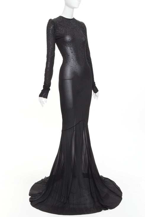 Women's Alexandre Vauthier Sheer Crystal Gown