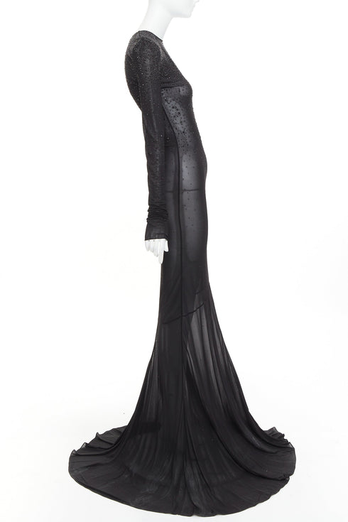 Women's Alexandre Vauthier Sheer Crystal Gown