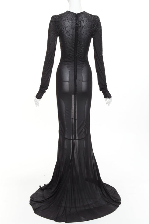 Women's Alexandre Vauthier Sheer Crystal Gown