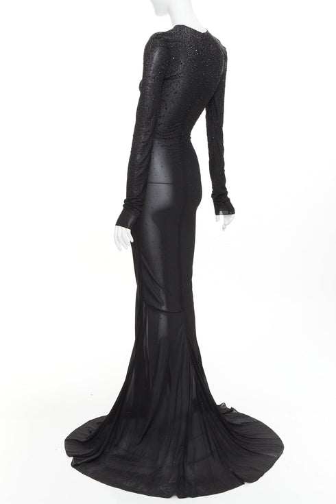 Women's Alexandre Vauthier Sheer Crystal Gown