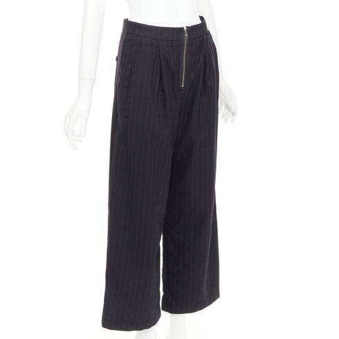 Women's Reformation Navy Pinstripe Wide Pants