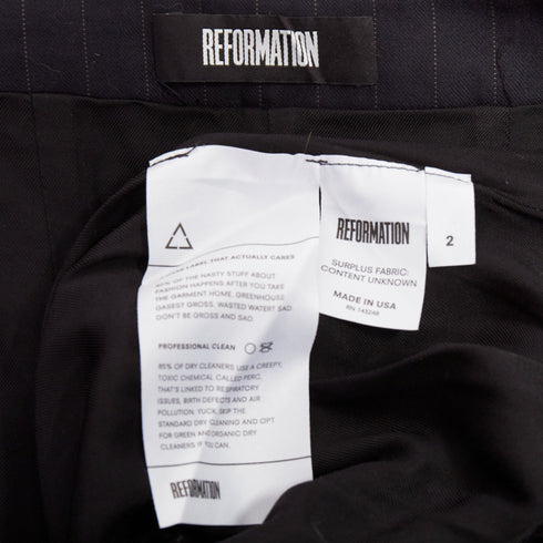 Women's Reformation Navy Pinstripe Wide Pants