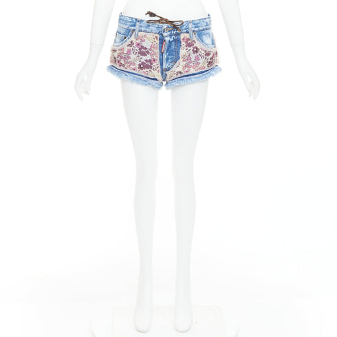 Women's Dsquared2 Floral Patch Denim Mini Shorts