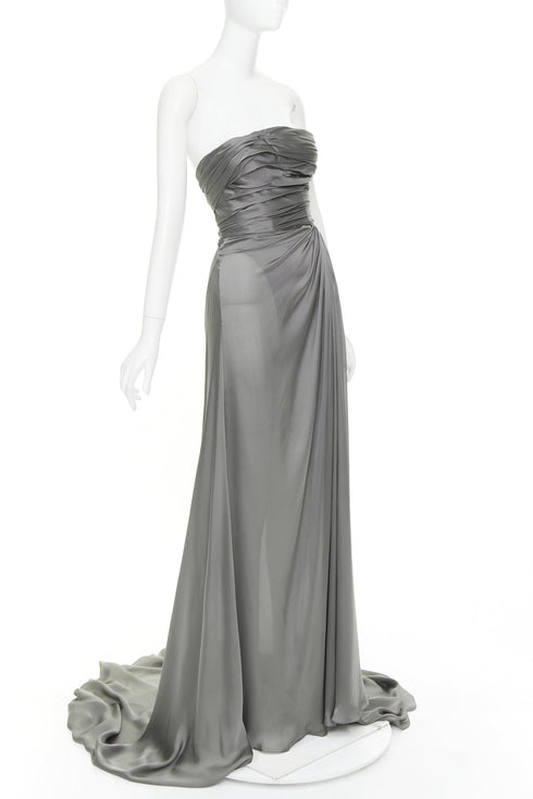 Women's Alexandre Vauthier Strapless High Slit Gown